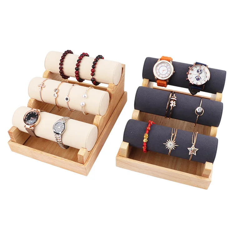 Solid Wood Three Layer Removable Bracelet Display Rack Watch Storage Rack Accessories Display Window Display Rack Wholesale