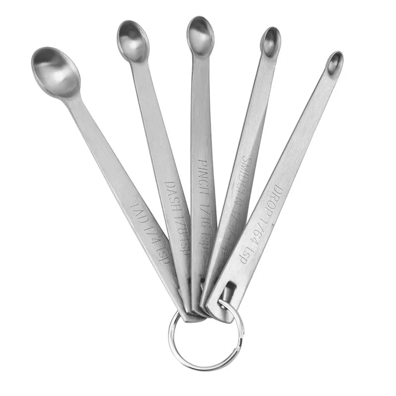 Mini Eco-Friendly Stainless Steel Measuring Spoons Set of 5 Tad Da Sh Pinch Smidgen Drop
