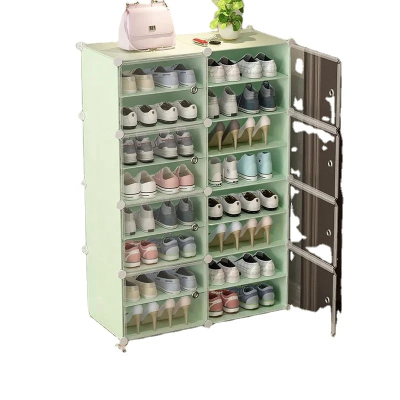 Hot Selling Convertible Extendable High Capacity Plastic Shoes Rack with Clear Door DIY Storage Box for Living Room Dining Entry