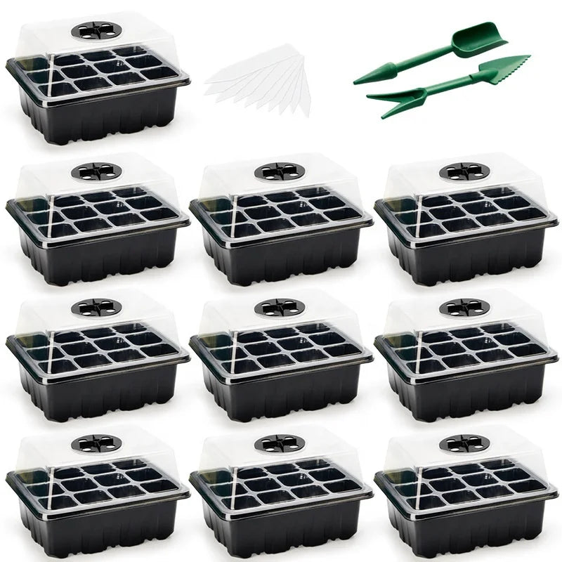 Gardening 10-Pack Nursery Seed Trays Seedling Starter Tray Plant Starter Germination Kit Base Greenhouse Grow Tray