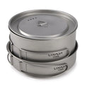 2pcs Camping Cookware Set Titanium Pot Pan Cooking Set with Foldable Handles Mesh Carry