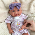 Smiling Face Soft 19 Inch 47Cm Full Solid Silicone Open Eyes Reborn Baby Gir Drink Water with a Baby Bottle for Small Kids Toy