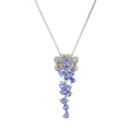 Graceful Rhodium Plated 925 Silver Jewelry Natural Tanzanite Flower Necklace for Women Birthday Gift