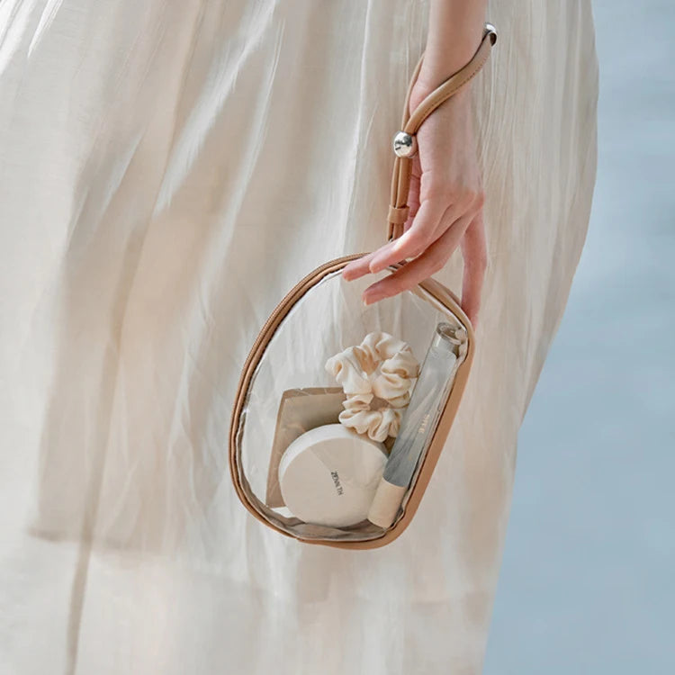 2024 Transparent & Portable TSA Compliant Clear Quart Bag Half Moon Makeup Bag Small & Cute Clear Cosmetic Pouch for Purse