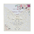 Bowknot Invitation Card Ivory Wedding Invitation Laser Cut Paper Custom Laser Cut Pocket Birthday Invitation Cards MegaBDM