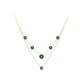 Original Design 18K Gold Plated Brass Jewelry Set Green Round Zircon Charms Double Chain Pendant for Woman Necklace P233420