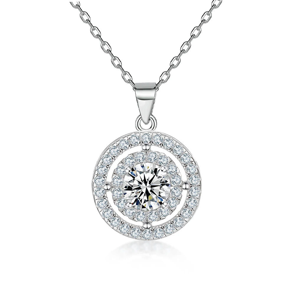 Hot Sale Double Round Pendant Tarnish Free Jewelry Women 925 Sterling Silver Necklaces