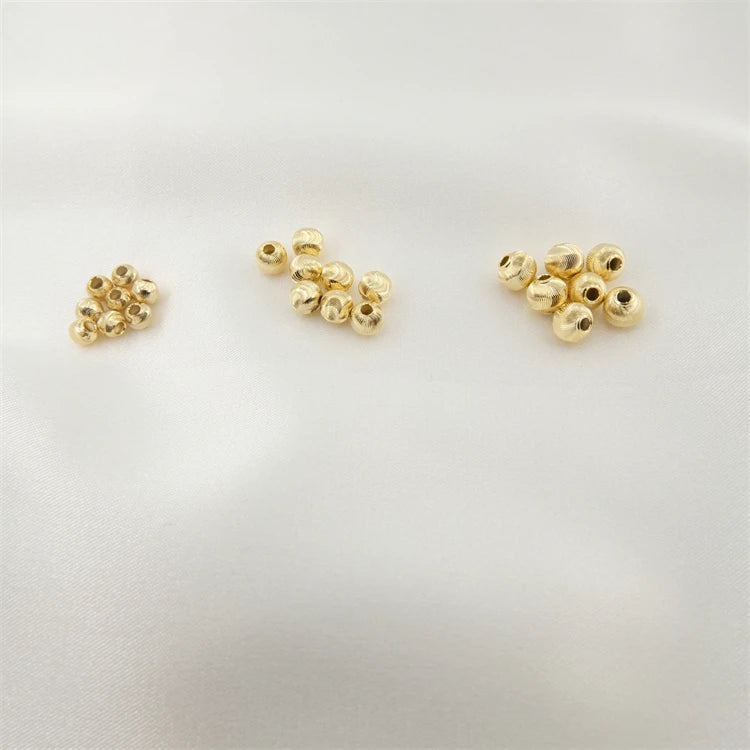 Spacer Bead for Bracelet Necklace Making Accessories 18K Gold Plated Separate Round Ball Pumpkin Beads for Jewelry Making