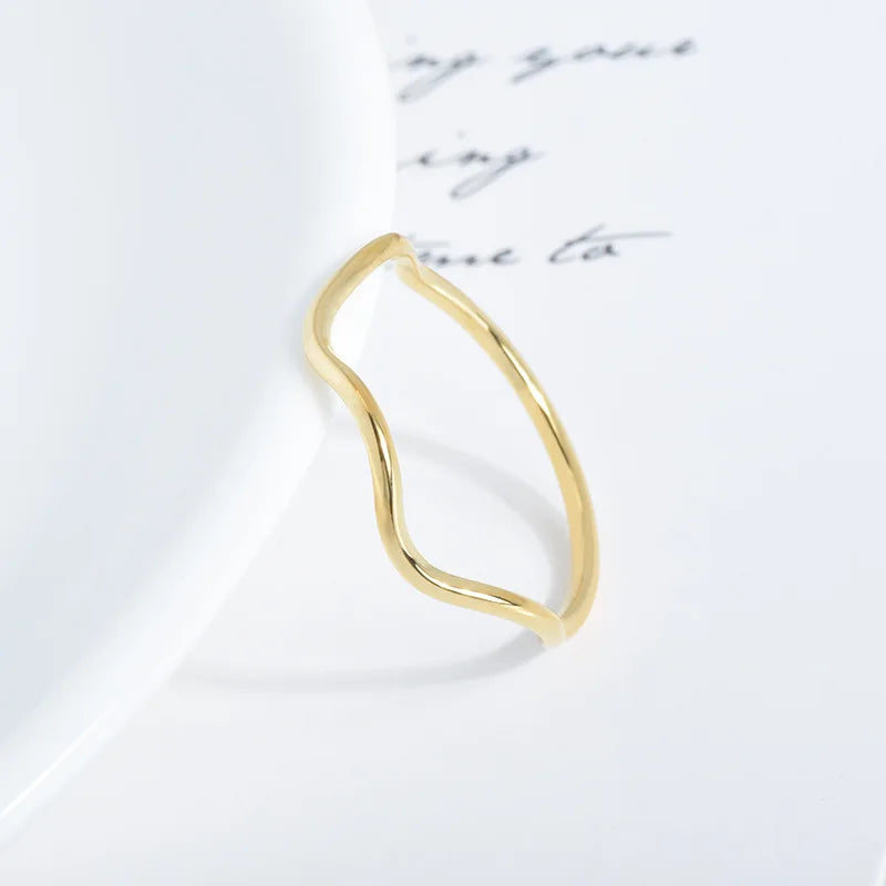 Somen Stainless Steel Wave Pattern Ring Jewelry Plating 18K Gold Geometrically Irregular Abstract Shaped Women Rings