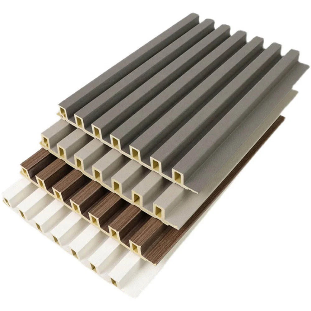 Hotel PVC Solid Wall Board Interior Slat Fluted Wood Wall Sheet Bamboo Fiber Interior Wpc Wall Panel