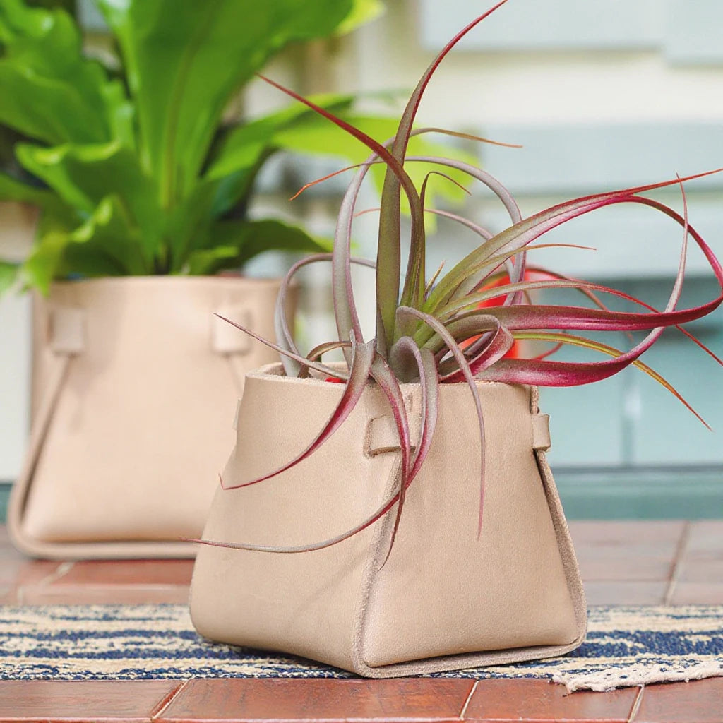 Foldable Leather-Wrapped Flower Vases Garden Pots for Home Office Decor New Condition for Patio Desktop Camping