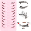 Festind Clear Band Lashes Natural Look Wispy Mink Eyelashes Fluffy 16mm Cat Eye Lashes Pack 5D 10 Pairs Fake Eyelashes