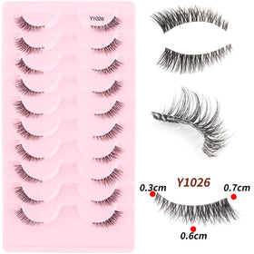 Festind Clear Band Lashes Natural Look Wispy Mink Eyelashes Fluffy 16mm Cat Eye Lashes Pack 5D 10 Pairs Fake Eyelashes