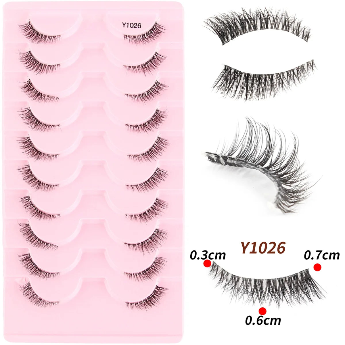 Festind Clear Band Lashes Natural Look Wispy Mink Eyelashes Fluffy 16mm Cat Eye Lashes Pack 5D 10 Pairs Fake Eyelashes