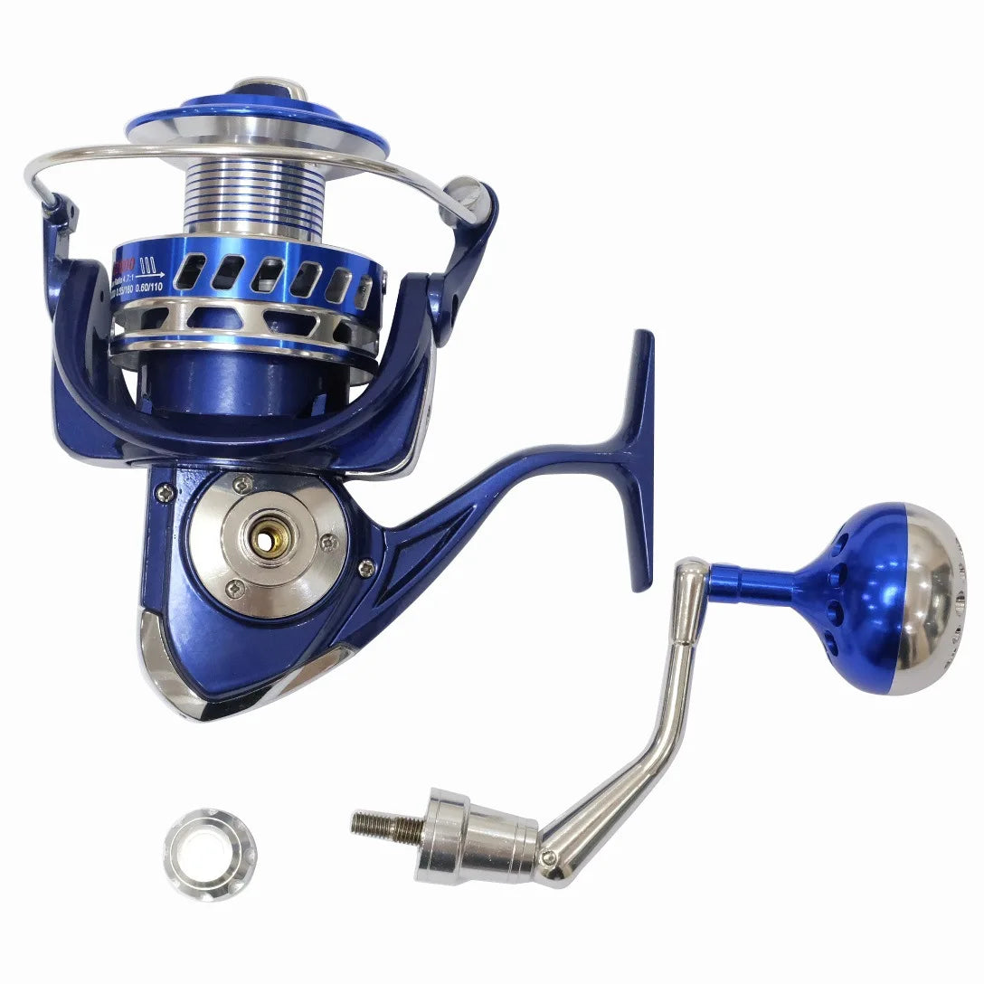 Deep Sea 5.5:1 Aluminum Drum Fast Spinning Reel Surf Front and Rear Brake System for Streaming River and Lake Fishing