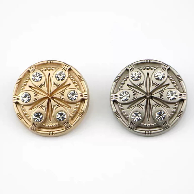 Fashion Rhinestones Alloy Combination Retro Round Button Hair Accessories Bag Decoration Suit Sweater Sewing on Garment Buttons