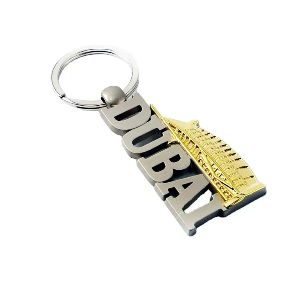 Dubai Key Chain Luxury Letter Carved Unusual Number Souvenir Metal Keyrings 3d Branded Keychain
