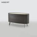 WBERT Italian Minimalist Oval Chest of Dresser Metal Solid Wood Simple Bedroom Bedside Storage Cabinet Living Room Sideboard