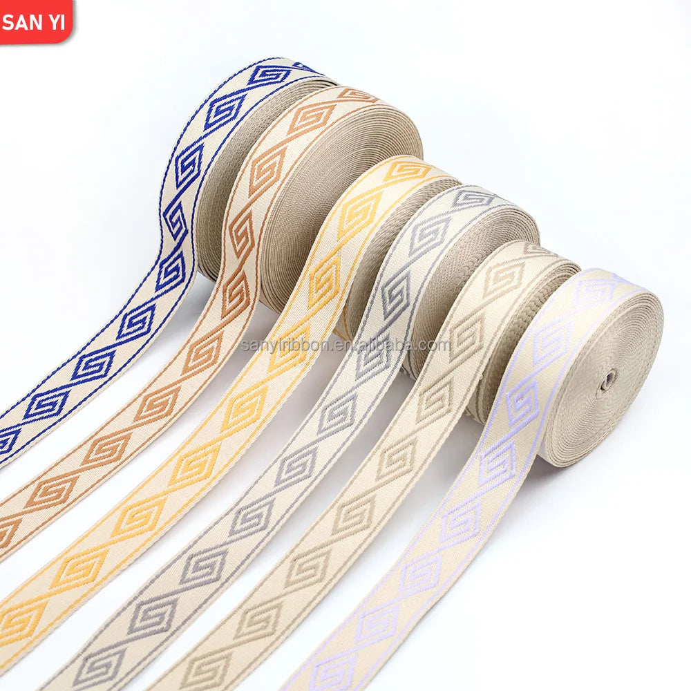 New Lettered Jacquard Webbing Tape Custom Logo Handbag Bags Straps 38mm Width Webbing Tape Polyester Jacquard Webbing for Bags