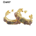 WT-E661 WKT 2022 Noble Style Design Natural Color Tourmaline Earrings C Shape Stud Earrings for Dressing Party Jewelry Earrings