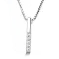 GN13 Top Sale Wholesale 925 Sterling Silver Simple Vertical Diamond Bar Matchstick Pendant Necklace Box Chain Jewelry