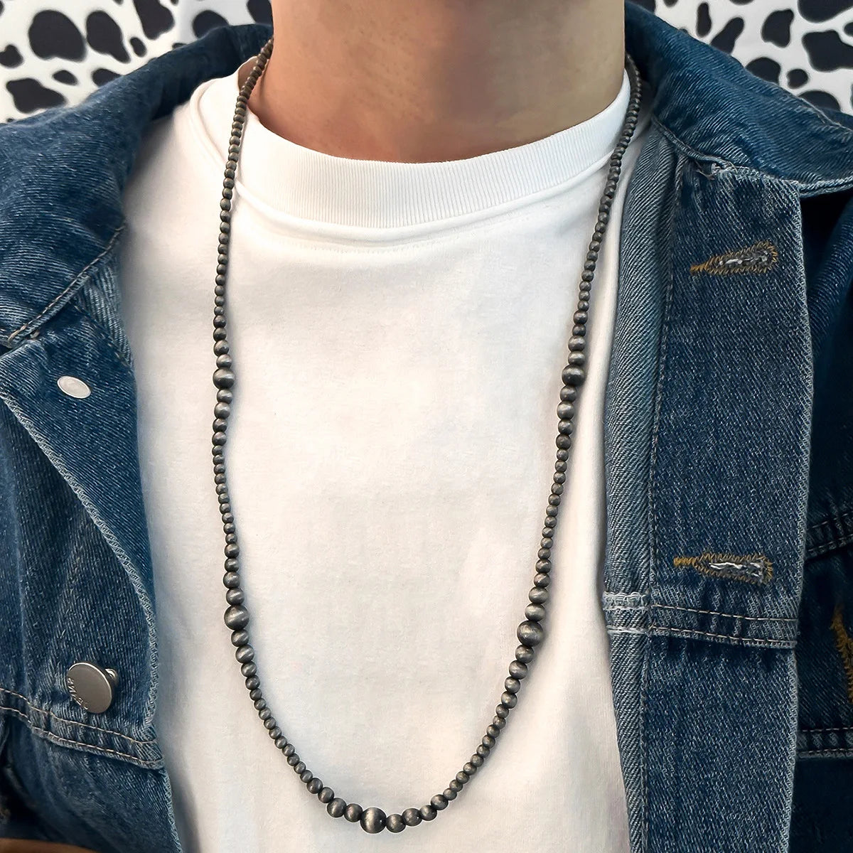 Handmade Hip Hop CCB Navajo Beaded Necklace Western Boho Style 71+5cm Beads Necklace for Men Gift