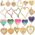 Fashion Colorful Zircon Focal Love Heart Charm PendantReal 18K Gold Plated Necklace Bracelet DIY Handmade Jewelry Supplies S26