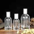 Clear Glass Thick Bottom 30ml Round Transparent Perfume Bottles with Pump Empty Glass Vial for Skin Care Serum and Face Cream