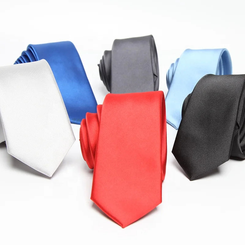 Men's Classic Casual Slim Neck Ties 5cm Solid Satin Blue Red Black Plain Microfiber Eco-Friendly Custom Logo for Wedding ODM OEM