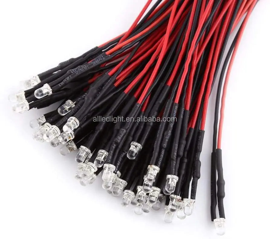 5MM Pre Wired 12V  LED Diodes 9.4 Inch/24CM Ultra Bright Light Emitting Diodes Assorted Color Kit Box for Circuit Science Expe