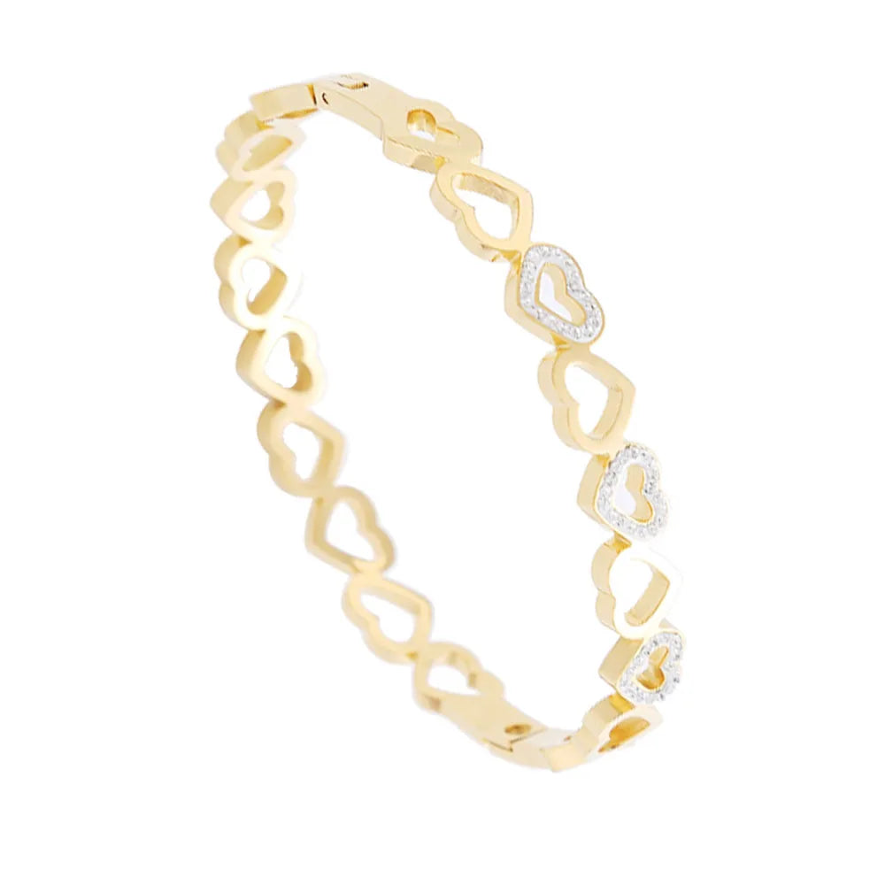 Wholesale Stainless Steel Hollow Heart Shape Chain Bangle Bracelet for Women China Manufacturer Supplier