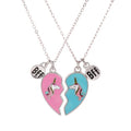 2 Pcs/Set Cute Best Friend BFF Couple Necklace Unicorn Heart Pendant Necklaces for Women Girls Jewelry Gifts for Kids