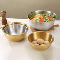 Thicker Flat Bottom Gold Stainless Steel Kitchen Salad Mixing Bowls Set Nesting Storage Bowl Baking Accessory With Scale
