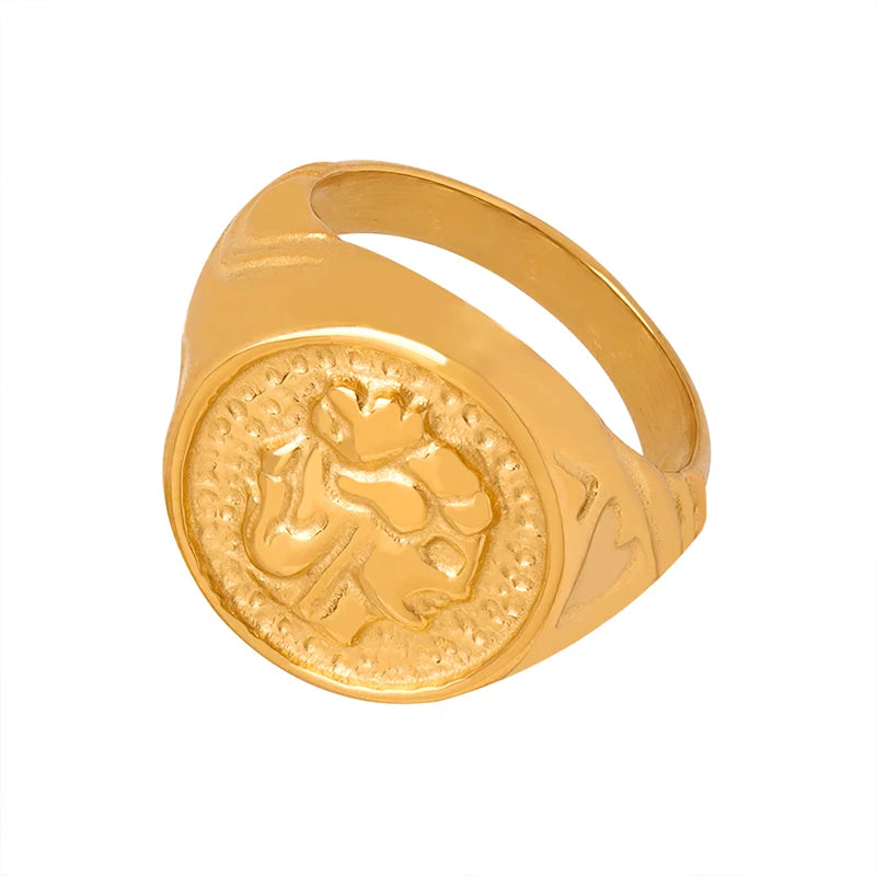 Signet Ring Fashion Jewelry Rings Stainless Steel Finger Stress Relief Engagement Minimalist Waterproof Womens Jewelry REACH