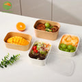 Recyclable Rectangle Eco-Friendly Food Box with Recycled Materials Disposable Paper Container for Salad Sushi Bento Box Takeaway