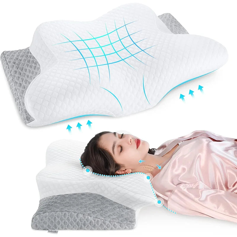 Memory Foam Orthopedic Pillow Solid Butterfly Shape for Neck Pain Relief and Cervical Support MegaBDM