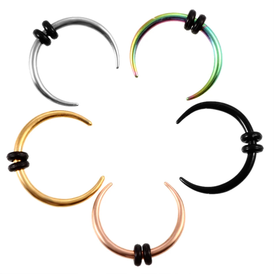 316L Surgical Steel 14G&16G OX Hoop Pincher Round Tapered Nose Ring Septum Piercing Ear Cartilage Piercing Earrings Women Men