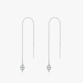 Ailmay 925 Sterling Silver Fashion Clear Zircon Long Tassel Drop Earrings for Women Wedding Engagement Fine Female Jewelry Gifts