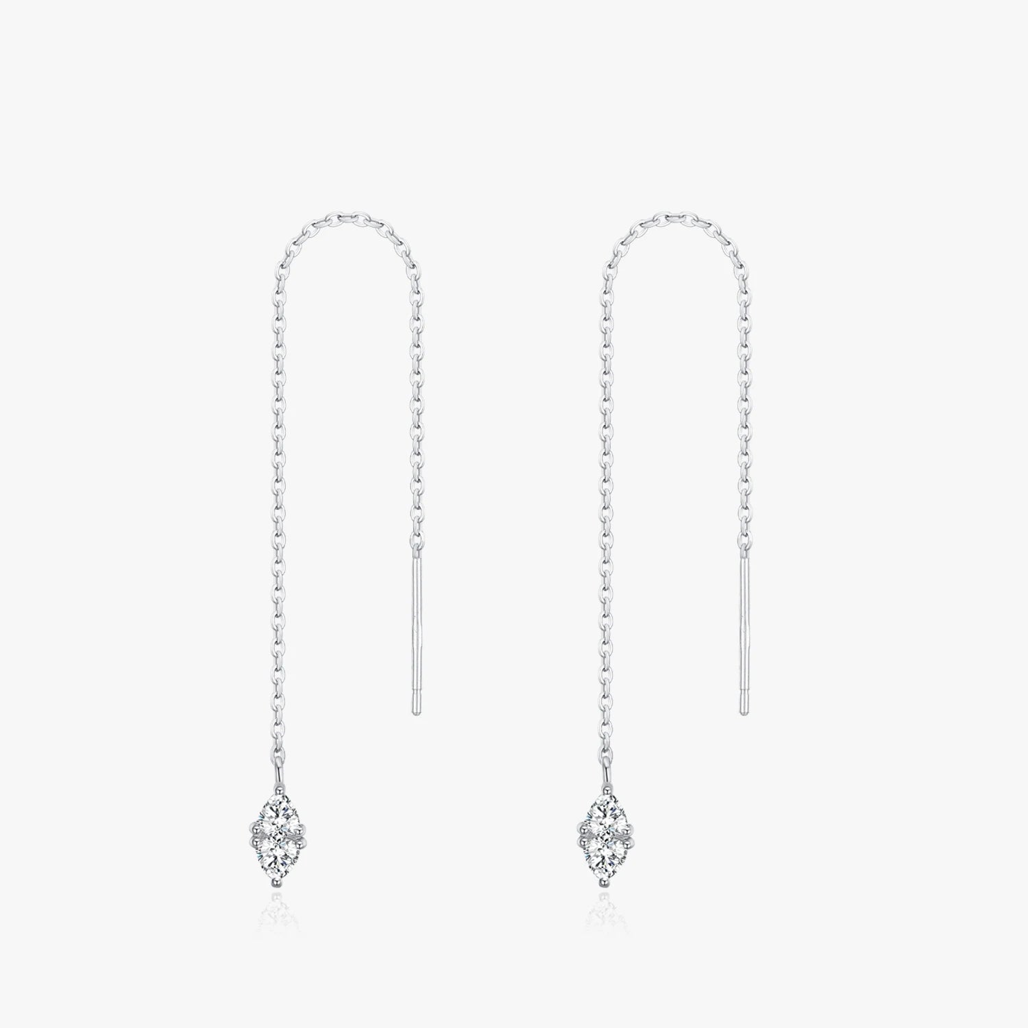 Ailmay 925 Sterling Silver Fashion Clear Zircon Long Tassel Drop Earrings for Women Wedding Engagement Fine Female Jewelry Gifts
