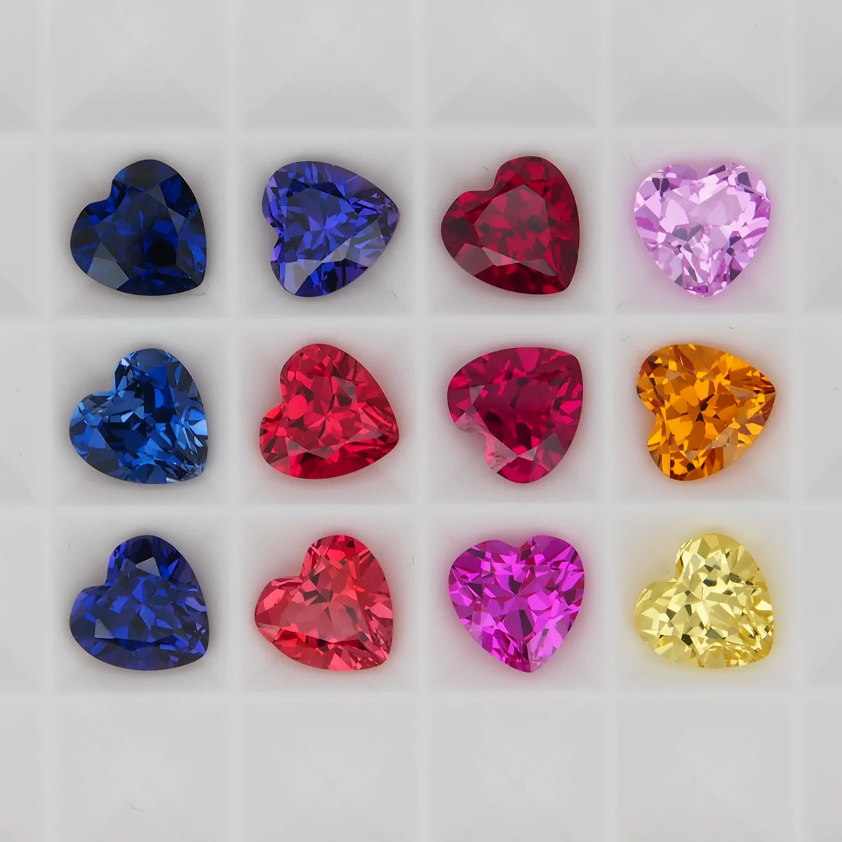HQ Gems Blue Yellow Pink Sapphire Lab Grown Flame Method Ruby Heart Cut 3x3--12x12mm Synthetic Ruby Corundum