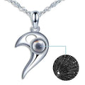 Half Heart I Love You Necklace 100 Languages Sterling Silver Projection Necklace for Woman