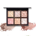 Private Label 6 Color High Pigmented Diamond Highlighter Makeup Pressed Powder Black Palette