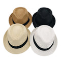 Sewingman B0267L Fashion Parent-child Summer Panama Fedora Paper Straw Hats for Men and Kids