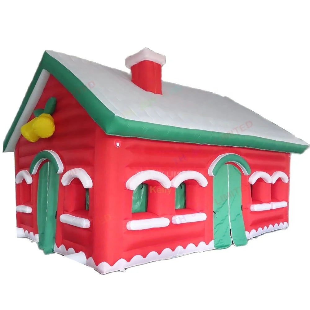 Free Shipping 6x4x3.3mH Christmas House Tent Giant Inflatable Oxford Material Model With Air Blower Repair Accessories for Sale