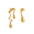 18k Gold Plated Stainless Steel Irregular WaterDrop Asymmetric Melting Ice Design Stud Earring