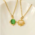 Fashion INS Style Natural Stone Imitation Pearl Link Chain Necklace Vintage 18K Stainless Steel Sun Pendant Jewellery Wholesale