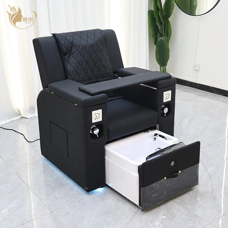 Luxury Multifunctional Spa Pedicure Chair with Whirlpool Tub Adjustable Seat and Backrest for Hair Washing and Pedicure