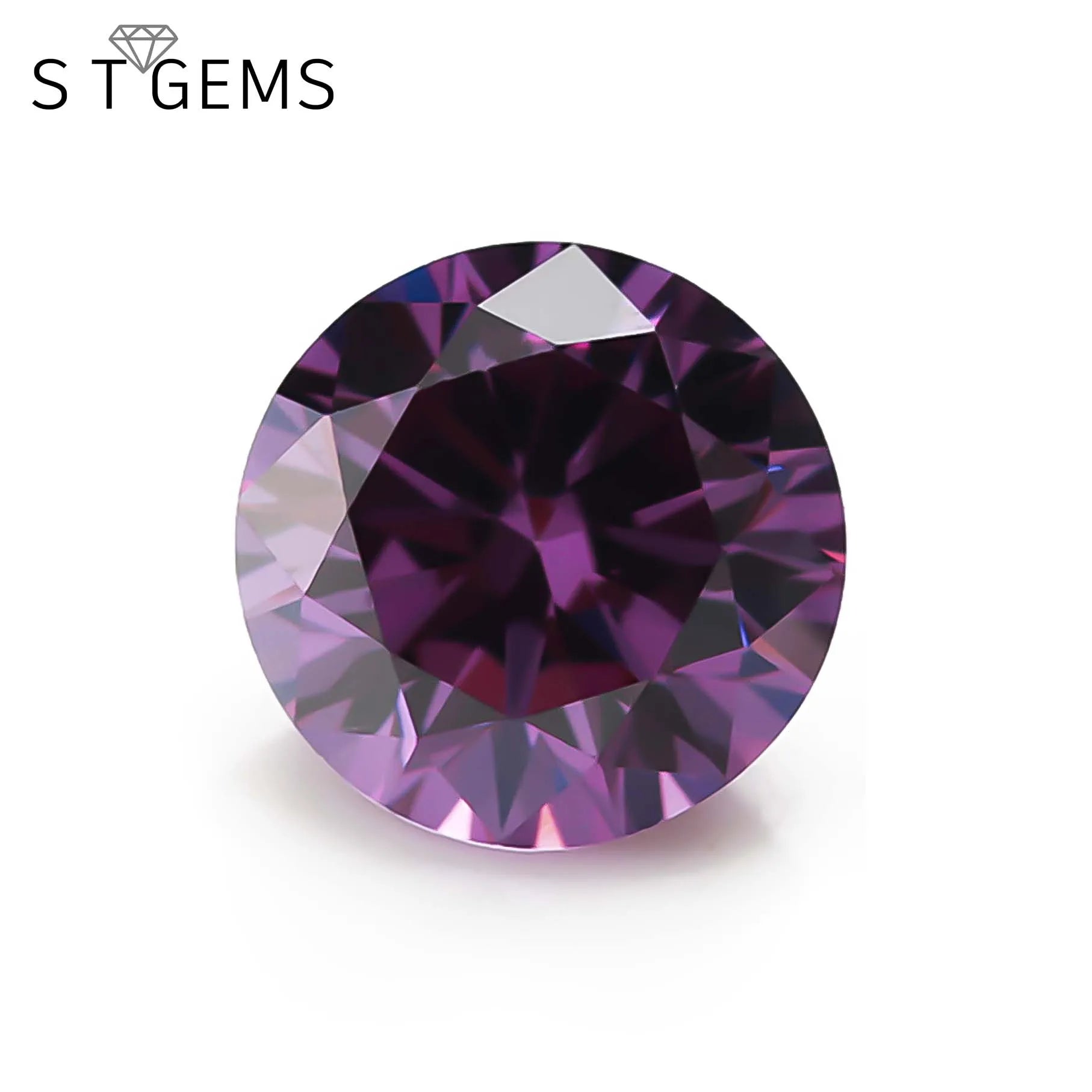Wholesale Price Amethyst Cubic Zirconia Round Brilliant Cut CZ Stone for Sale