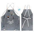 SINOART in Stock Pure Cotton Painting Aprons for Adults 24.4inWx28.3inL Grey Cobbler Aprons With Pockets for Artist Apron