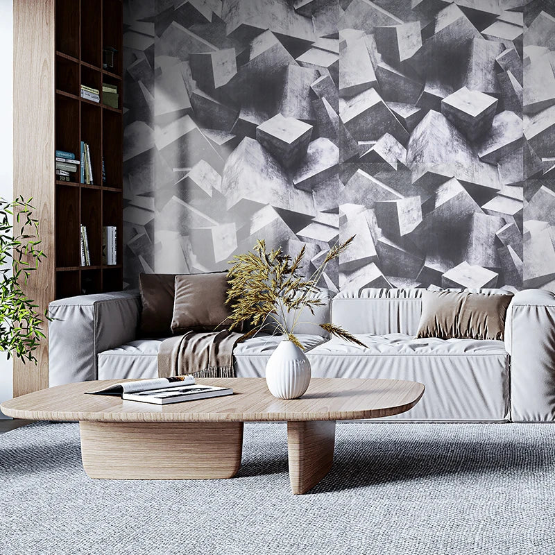 Modern 3D Grey Textured Faux Brick Stone Wallpaper Waterproof Peel and Stick Design for Living Room